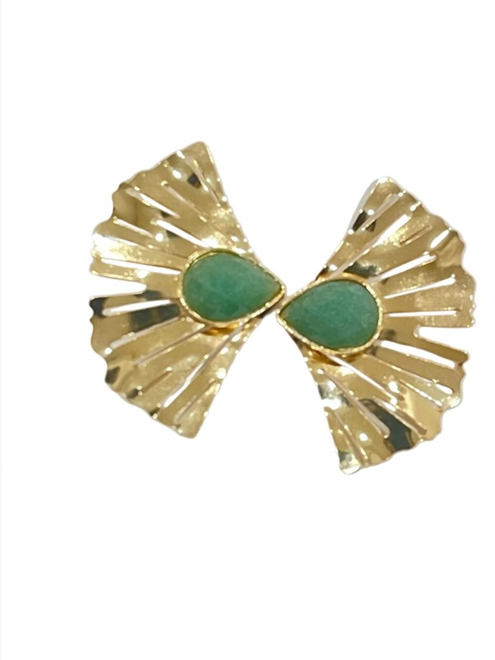 Fan shaped Electroplated Stud Earrings